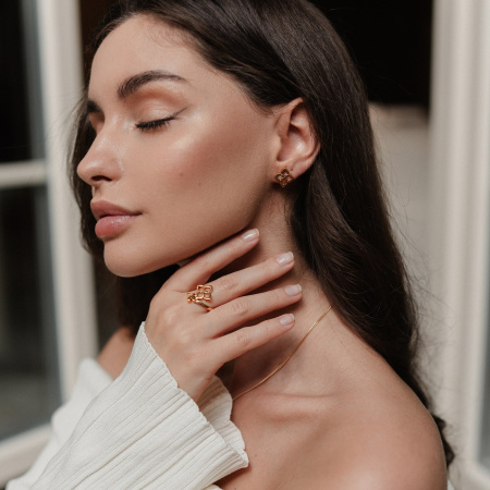 Кольцо Violetta в покрытии золотом