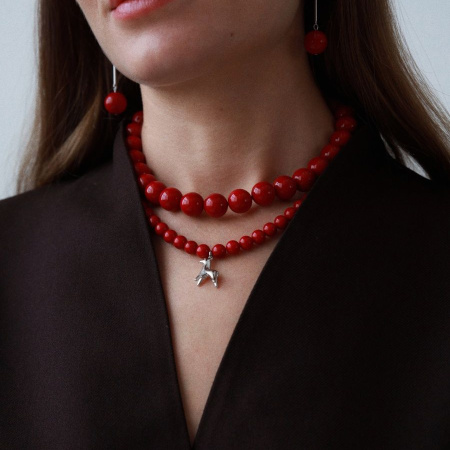 Чокер Конь-огонь с красным жемчугом