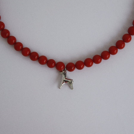 Чокер Конь-огонь с красным жемчугом