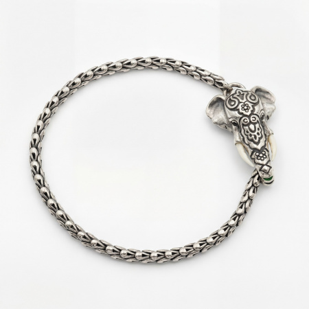 Браслет Индийский слон с бивнями из бивня мамонта