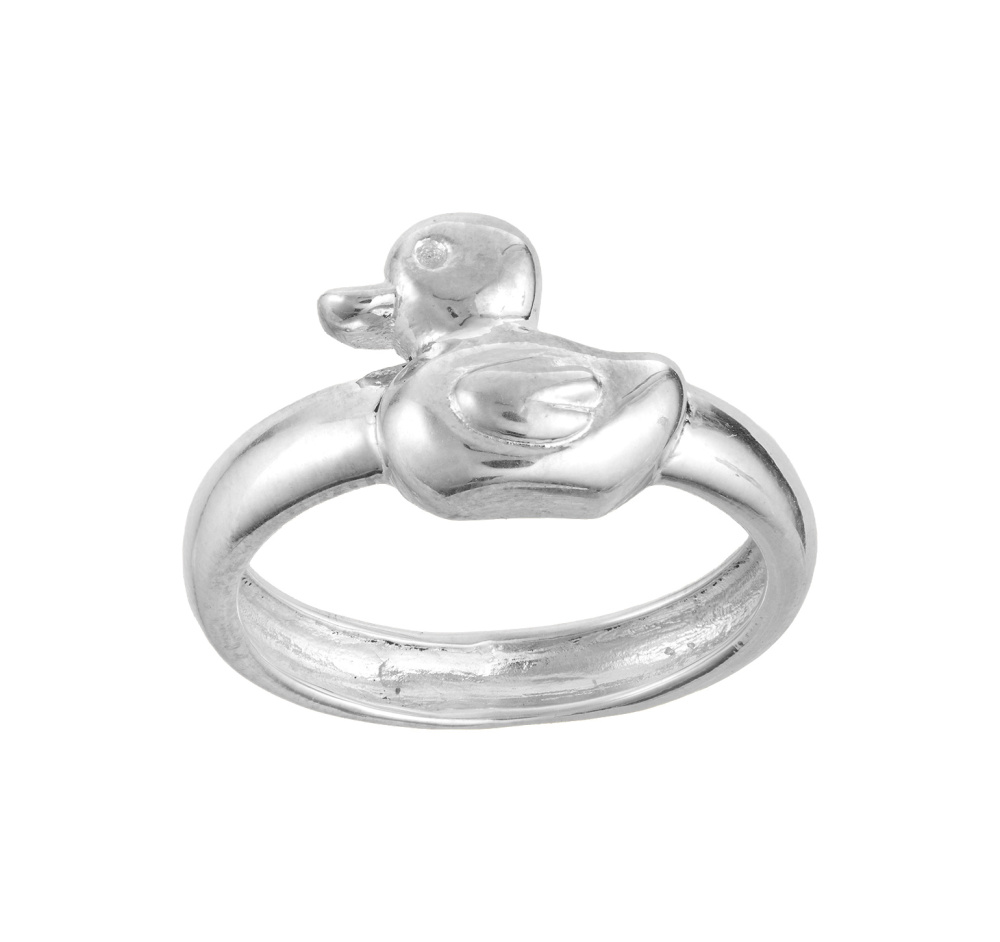 Серебряное кольцо Уточка