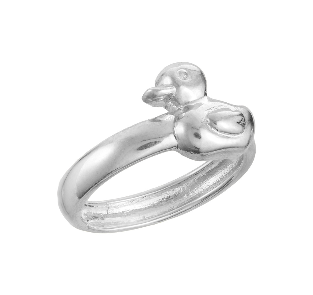 Серебряное кольцо Уточка