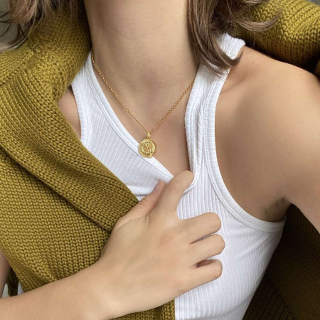 Подвеска на цепочке восьмиугольная в покрытии золотом (VENETO)