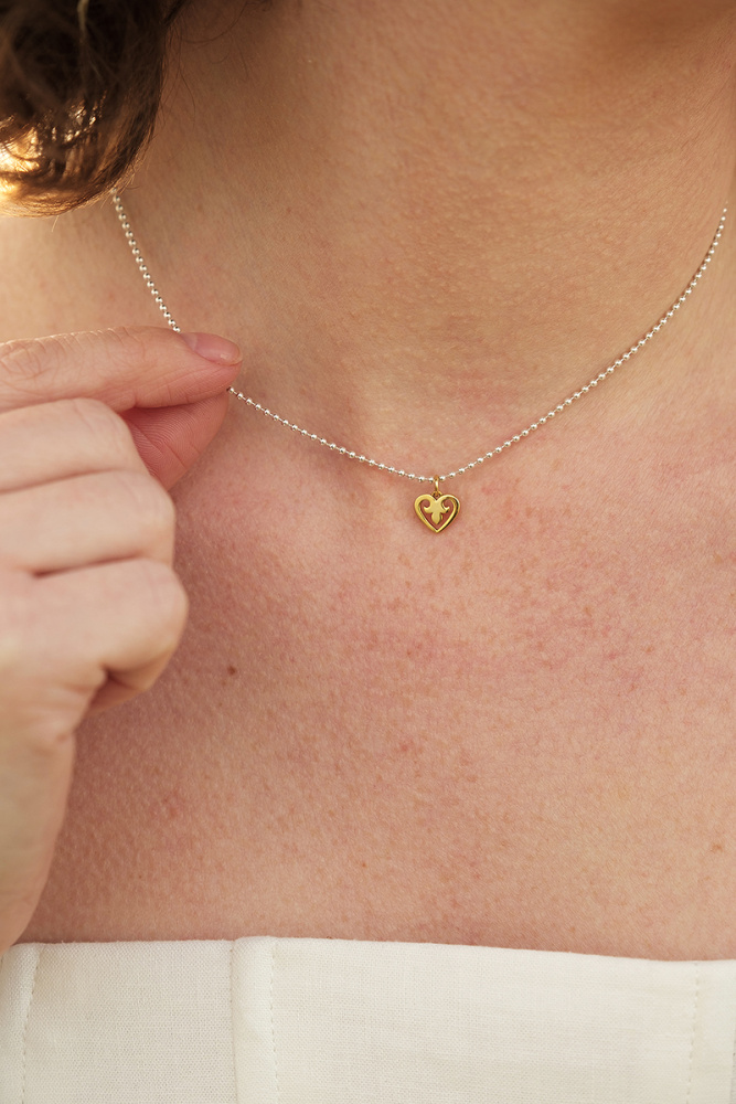 Серебряная подвеска Сердечко биколор