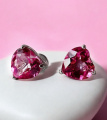 Серебряные серьги Сердце с розовым топазом