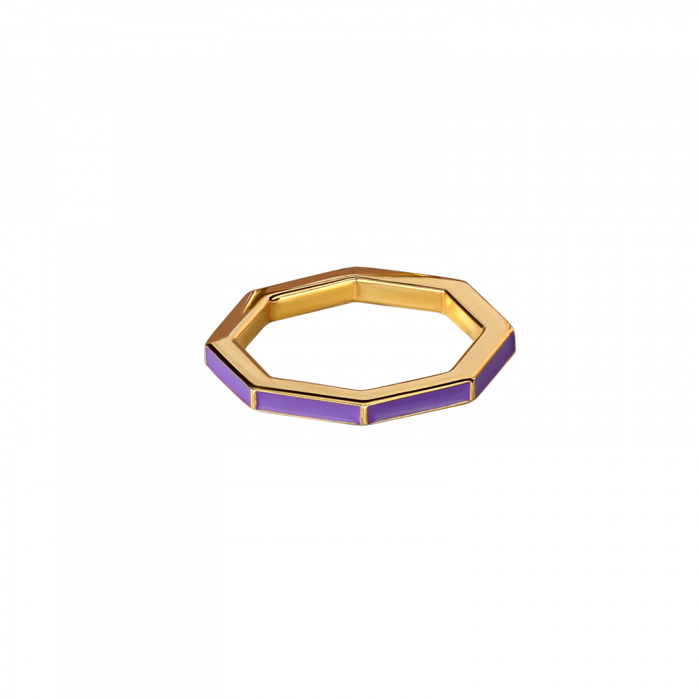 Кольцо Purple Sun фиолетовая эмаль в покрытии золотом