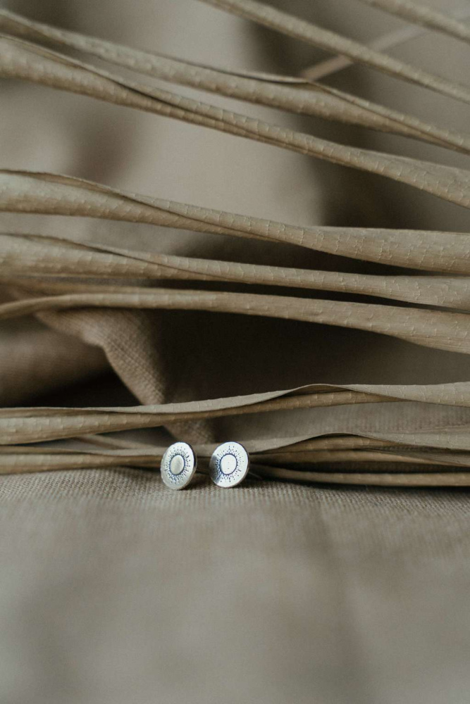 Серебряные пусеты Солнце