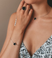 Серебряное колье Диск с ониксом S