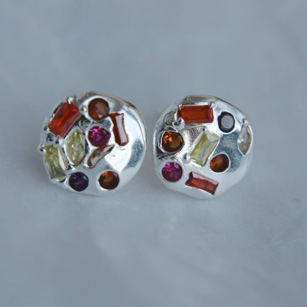 Серебряные пусеты Марципан 