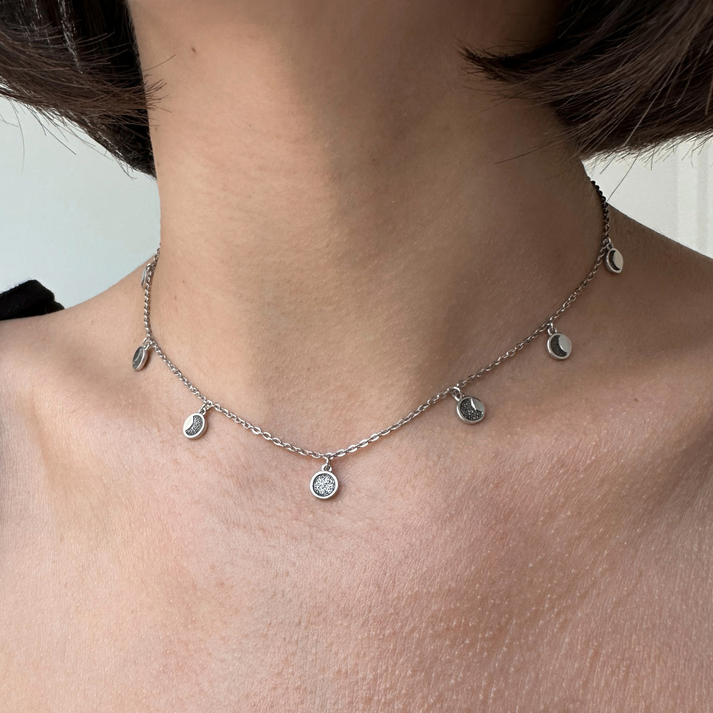 Серебряное колье Фазы Луны
