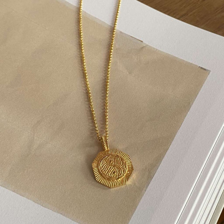 Подвеска на цепочке восьмиугольная в покрытии золотом (VENETO)