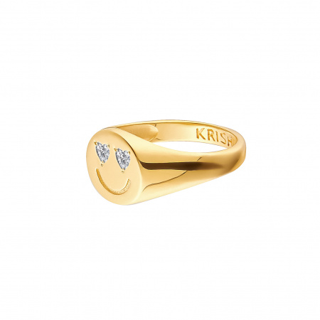 Кольцо Joy с бесцветным цирконом в покрытии золотом