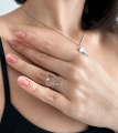 Серебряное кольцо Сердце крупное с горным хрусталем