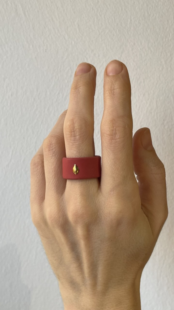 Кольцо Капля красное