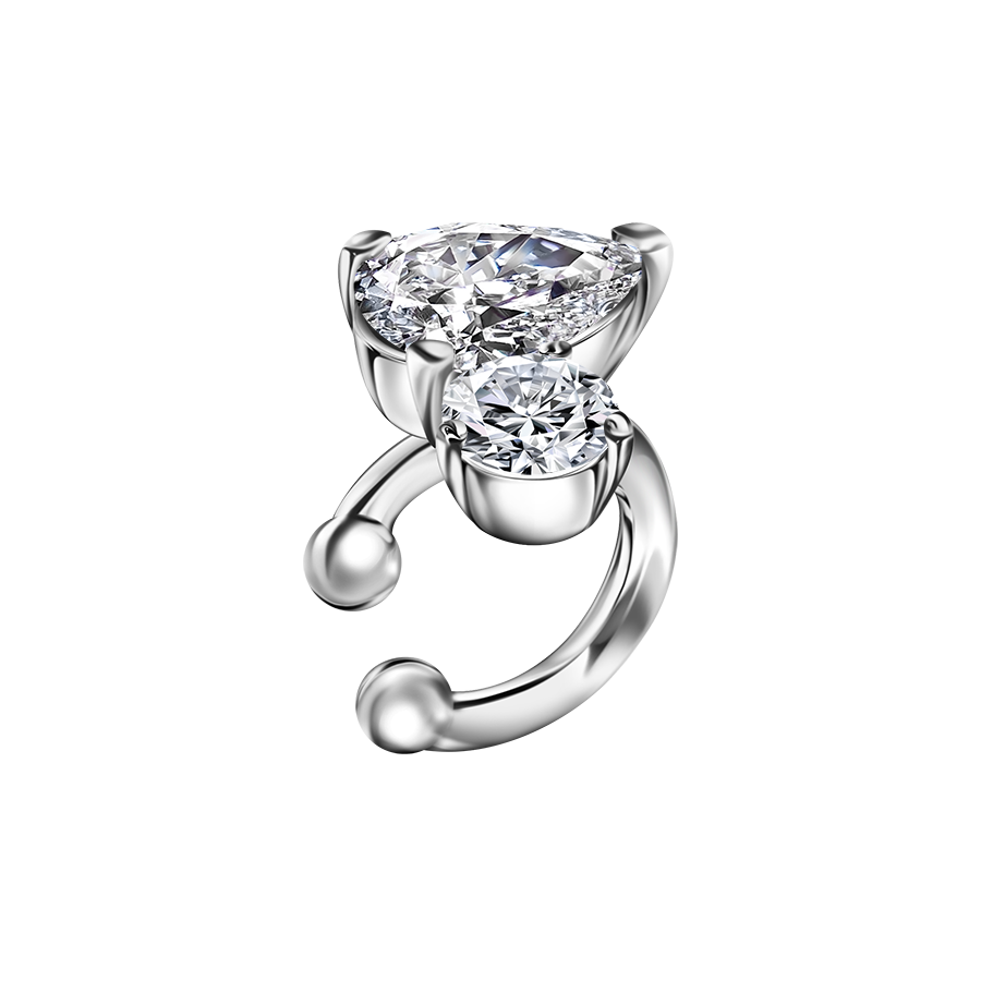 Серебряный кафф Роса двойная на верх уха