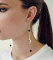 Серебряные серьги звёздочка и месяц c янтарём 