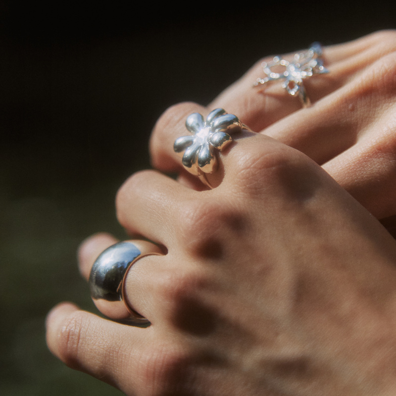 Кольцо Объемный цветок