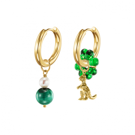 Серьги Dino & Malachite в покрытии золотом