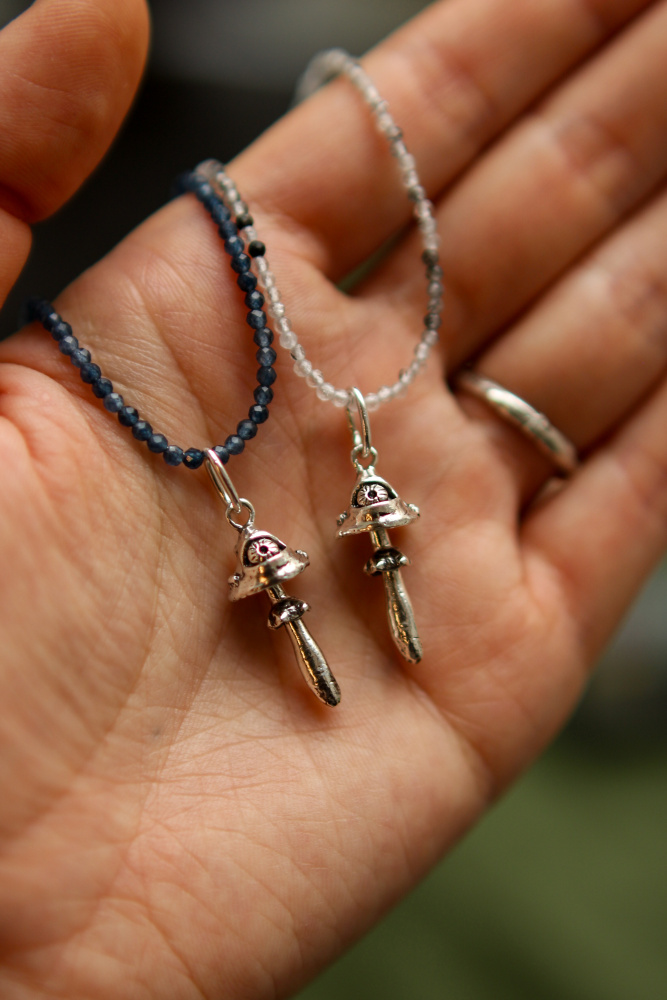 Серебряные серьги Мухоморы