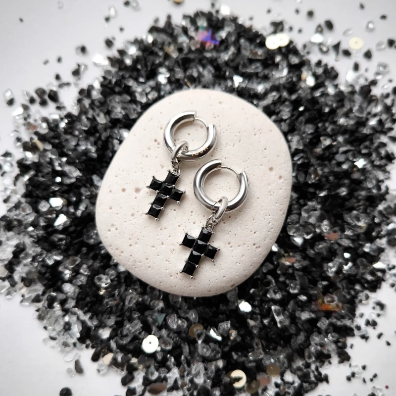 Серьги Shine cross dark