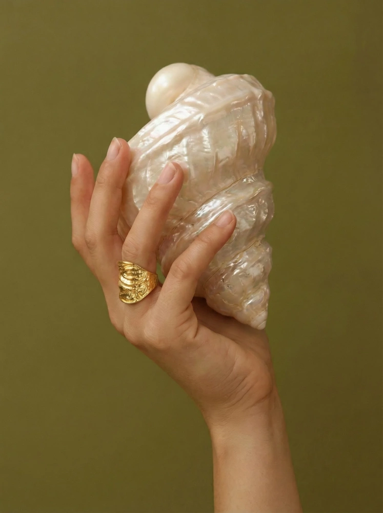 Кольцо-перстень Золотая фольга золотистое