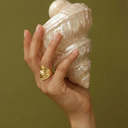 Кольцо-перстень Золотая фольга золотистое