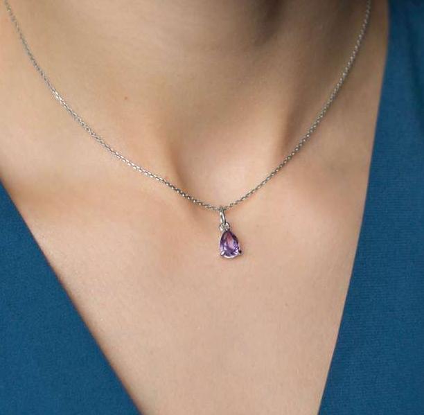 Серебряная подвеска Капля аметиста
