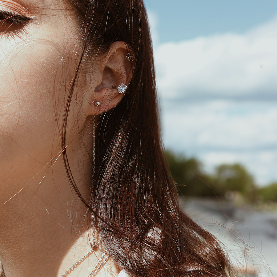 Серебряный кафф Роса на середину уха