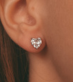 Серебряные серьги Сердце с горным хрусталем