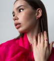 Серебряные серьги Сердце с розовым топазом