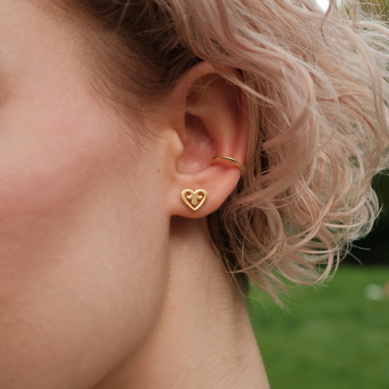 Серьги Сердечко в покрытии золотом