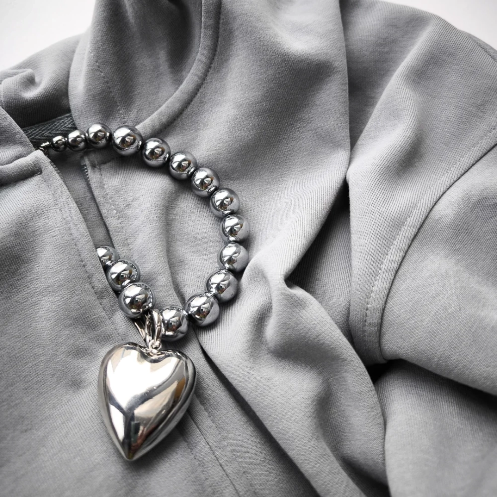Колье-сердце Блеск хрома