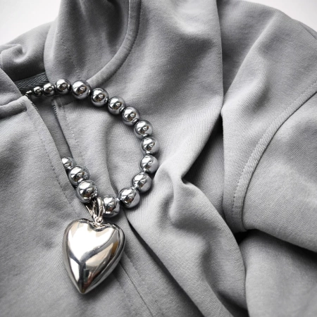 Колье-сердце Блеск хрома