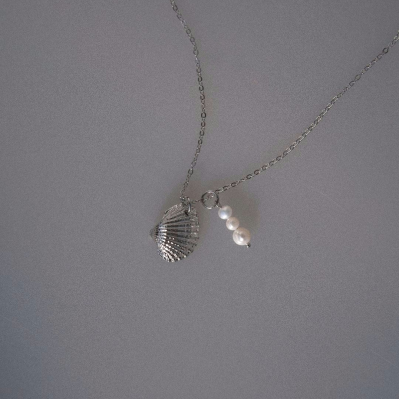 Цепочка Жигулевское море с ракушкой и жемчугом