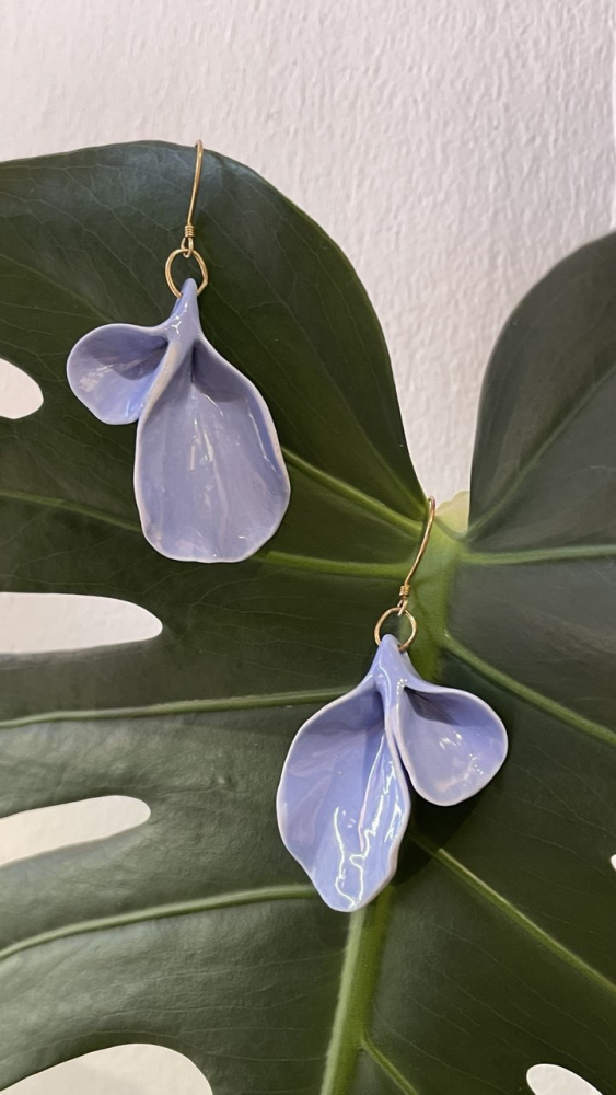 Серьги Листики синие