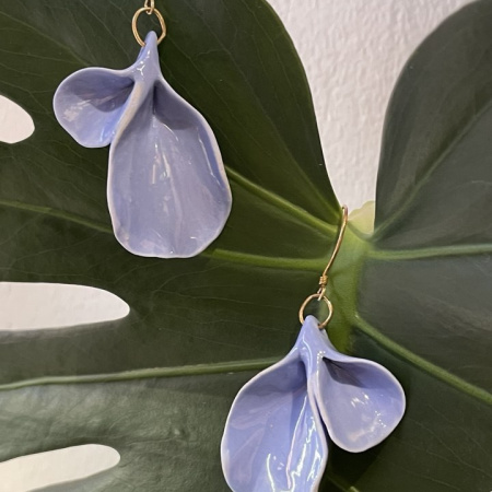 Серьги Листики синие