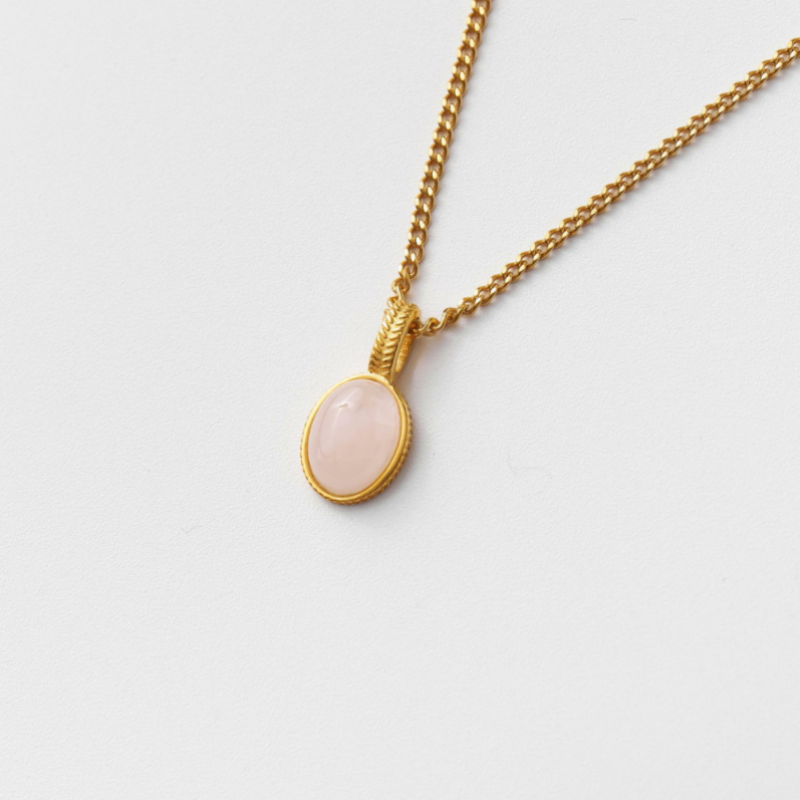 Подвеска на цепочке с розовым кварцем Braies в покрытии золотом
