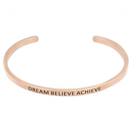 Браслет Dream believe achieve в покрытии розовым золотом