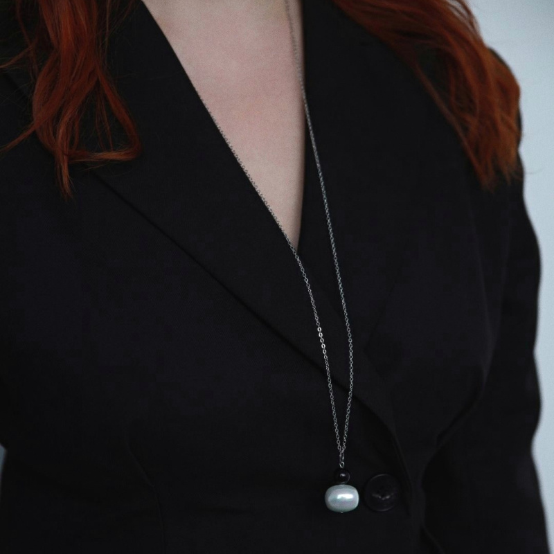 Цепочка Тифлис с агатом и жемчугом