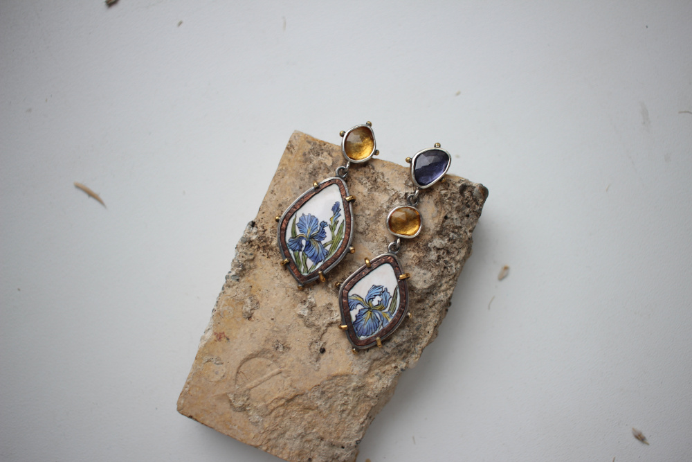 Серебряные серьги Ирисы