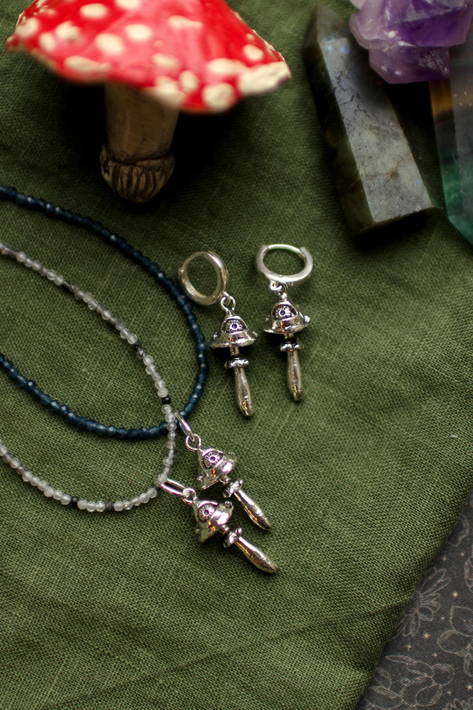 Серебряные серьги Мухоморы