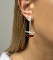 Серебряные серьги якорь с янтарём 