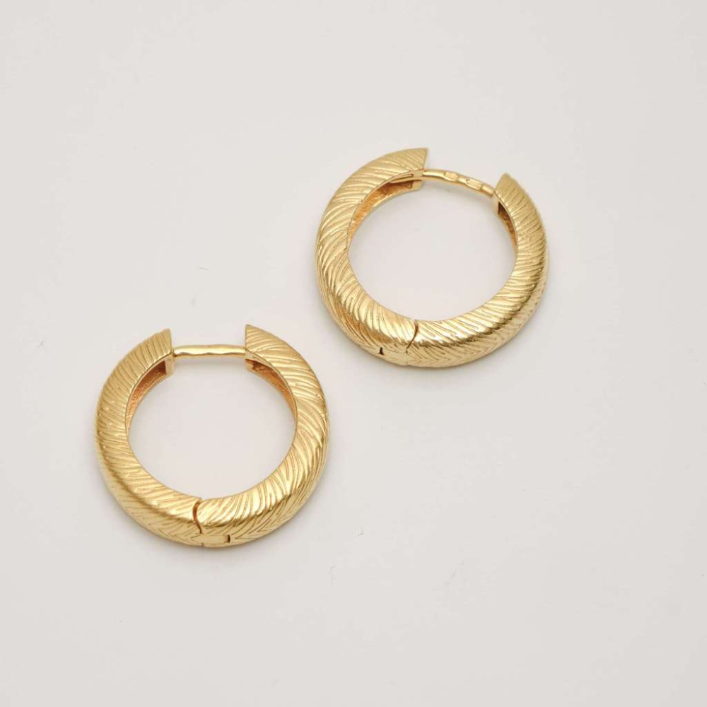 Серебряные серьги-кольца рельефные в покрытии золотом (SPEZIA mini)