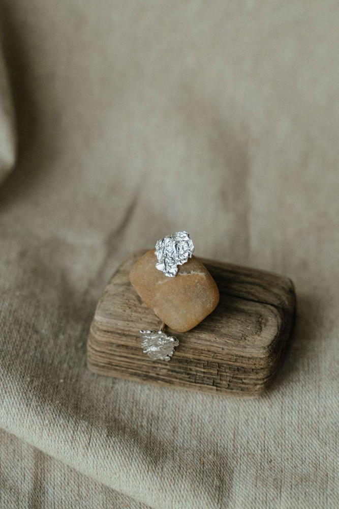 Серебряные серьги Фольга