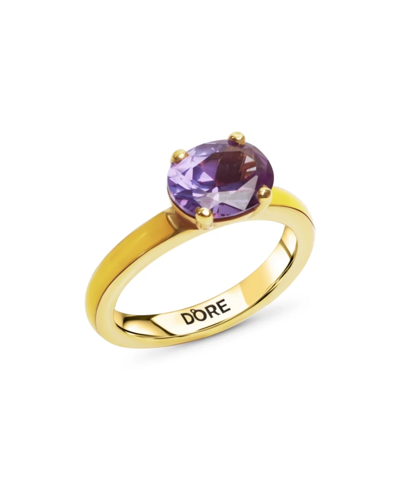 Кольцо Self Expression Овал с фиолетовым фианитом в покрытии золотом