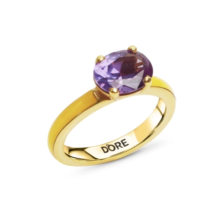 Кольцо Self Expression Овал с фиолетовым фианитом в покрытии золотом