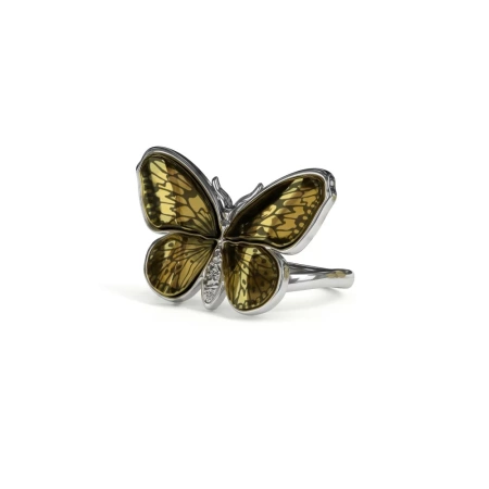 Кольцо бабочка с янтарём |