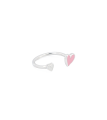 Кольцо с двумя сердцами розово-белая эмаль