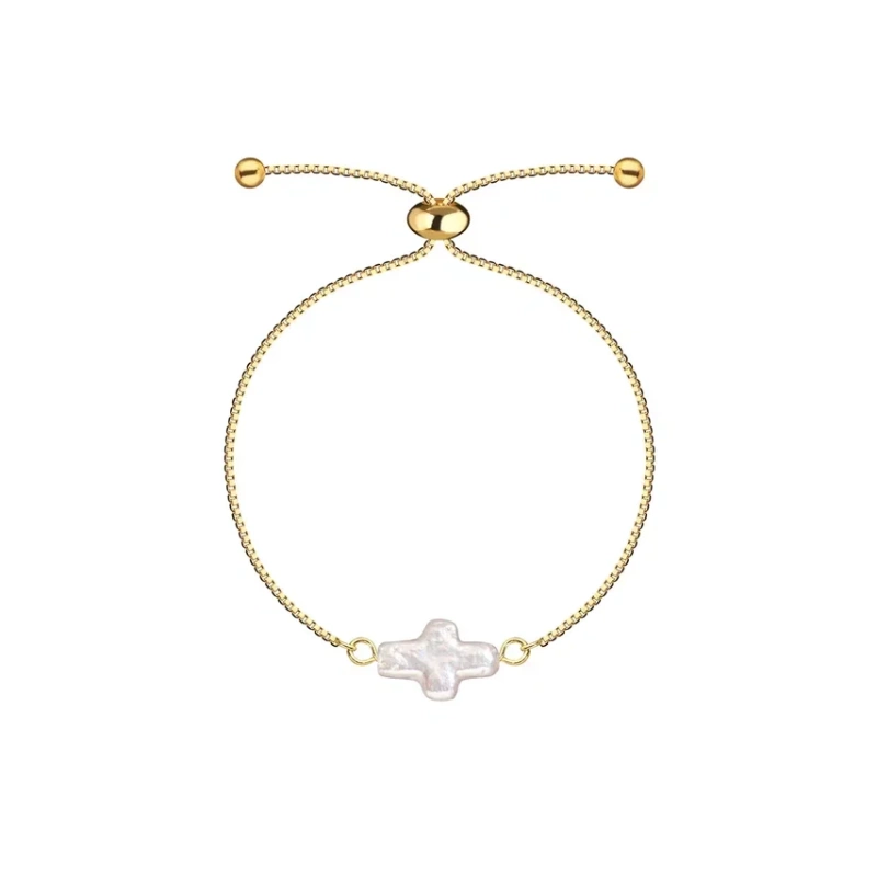 Браслет Крестик в покрытии золотом