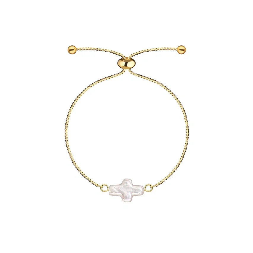 Браслет Крестик в покрытии золотом